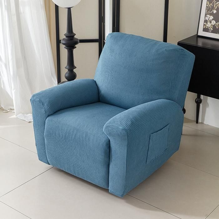 Housse de Fauteuil Relax Inclinable Electrique 1 Placebleu clair Jacquard Extensible Housse pour Canapé Relax4 Pièces avec Poches