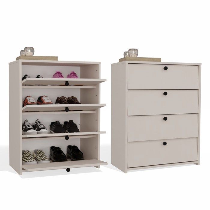 LOKA - Armoire à chaussures - 66x85x36 cm - CACHEMIRE