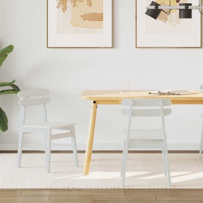 Chaise intérieure moderne vidaXL Fauteuil de salle à manger 2 pcs Blanc Bois de Caoutchouc Massif(14925）