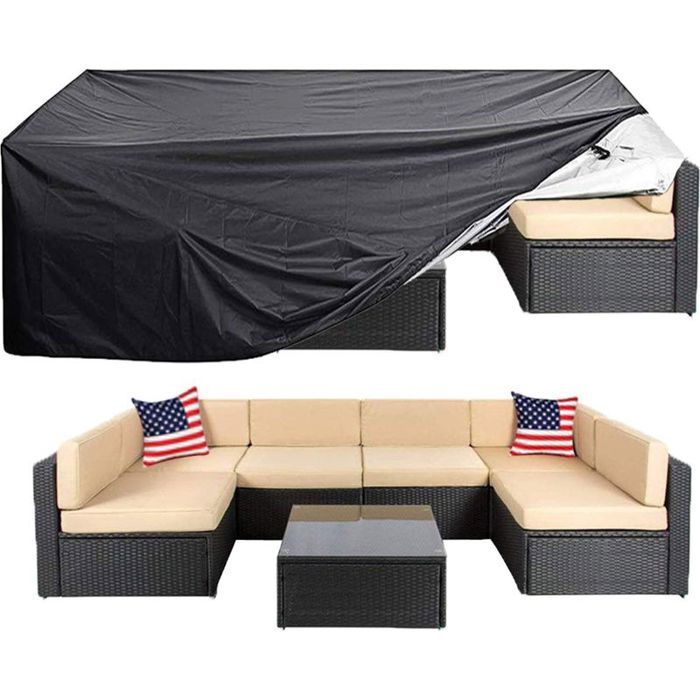 Housse de terrasse Super grande table dextérieur chaises housse de canapé étanche à la poussière Protection UV/vent 124 x 63 x 29