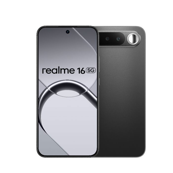 Smartphone - Realme 16 5G Noir 6Go RAM 256Go - Doubles caméras 50 MP - Batterie Titan 6550 mAh - Écran AMOLED 4200 nits