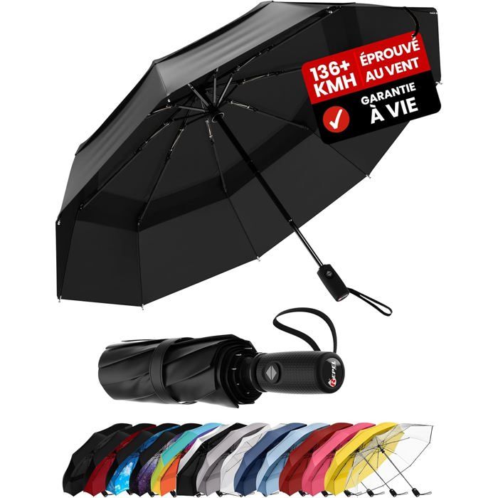Parapluie Pliant Résistant Au Vent-Ouverture Automatique Facile-Parapluie Compact Et DurableArmature En Fibre De Verre SolideDôm