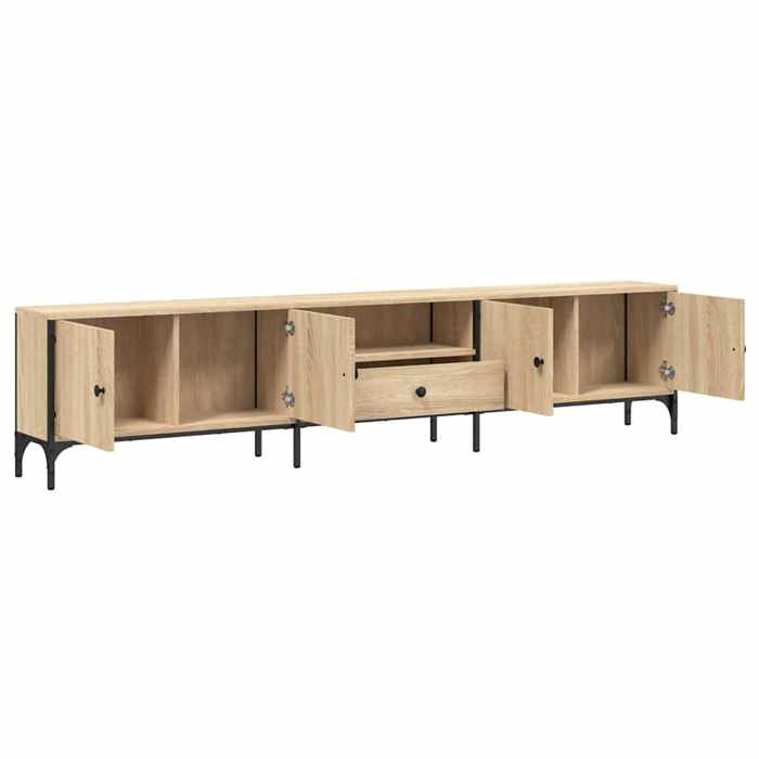 Meuble TV à tiroir chêne sonoma 200x25x44 cm bois dingénierie_2 ans garantie_72056