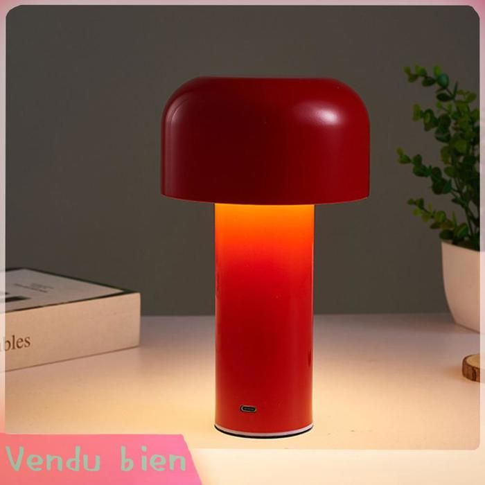 HURRISE veilleuse Lampe de bureau LED en forme de champignon chargement USB 3 couleurs de température lampe de linge Rouge
