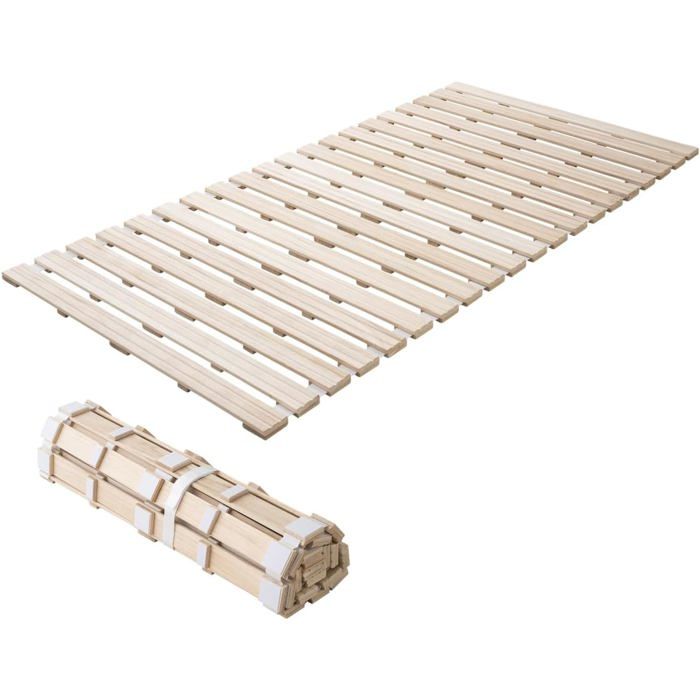 EMOOR Lit à lattes en bois de paulownia non peint 100 x 200 cm pliable pour matelas futon de sol japonais