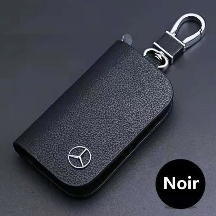 Porte clés Noir en cuir véritable de voiture Étui clés pour Mercedes Benz