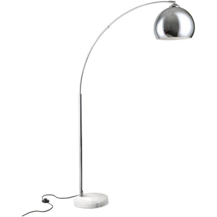 Lampe à arc Gris socle en marbre abat-jour réglable 150-175 cm interrupteur  pied E27 salon lampe à arc lampe sur pied - Cdiscount Maison