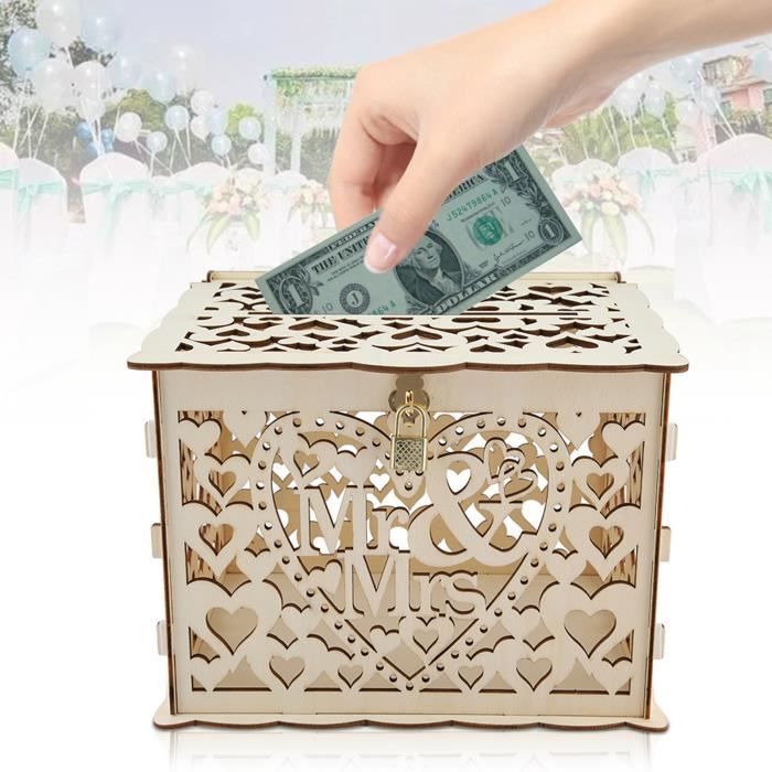 Boîte à Cartes De Mariage 22x22x22 Cm - Urne Dorée Avec 10 Cartes Incluses - Pour Événements Et Cadeaux - 2