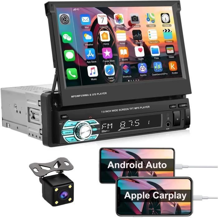 Autoradio 1 Din Navigation GPS 7 Pouces Écran Tactile Post Radio Voiture  Bluetooth carplay avec USB SD AUX-in + Caméra de Recul - Cdiscount Auto