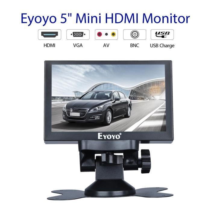 5 LCD HDMI Mini Moniteur de rétroviseur de Voiture BNC VGA USB