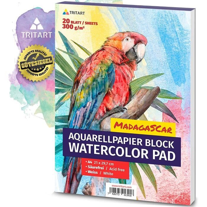 Carnet Aquarelle Sprecenk - 30 Feuilles A4 Sans Acide Pressé à Froid - Spirale 360°
