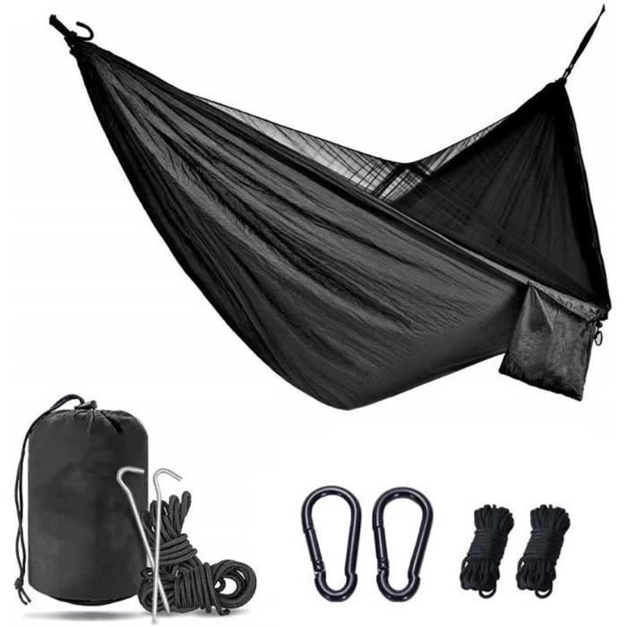 Hamac ETROL 3 En 1 Avec Moustiquaire – 290x140 Cm, Capacité 225 Kg, Barres Alu, Pour Camping Et Rando