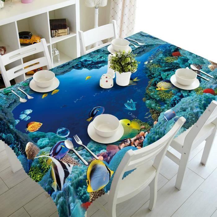 Nappe Rectangulaire Extérieur 3D Imperméable Avec Trou Parasol & Fermeture Éclair – Plaid Mignon 259x152 Cm