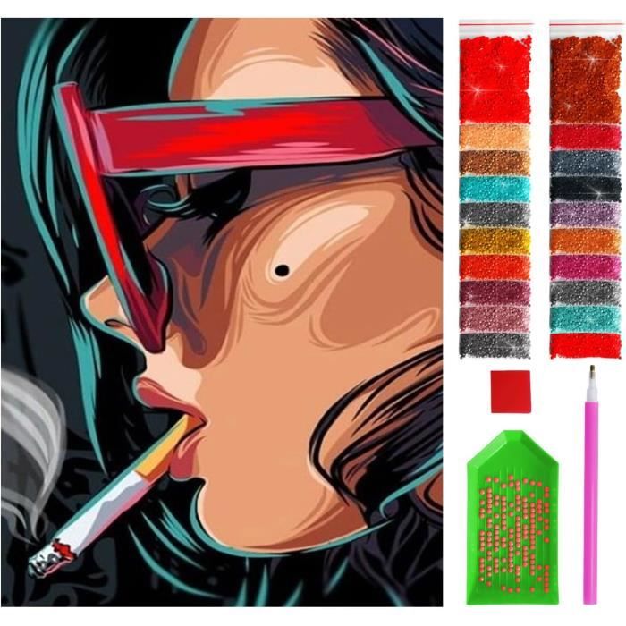 Tableau Diamant Perles Rouge - Dimensions 30x40 Cm Avec Cadre - Occasion Fait Main