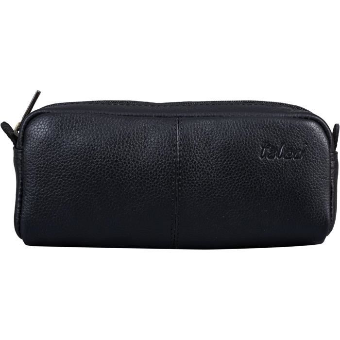 Trousse En Cuir Véritable Gusti - Style Vintage, Dimensions 19x10x2 Cm - Avec Compartiments Et Porte-crayons