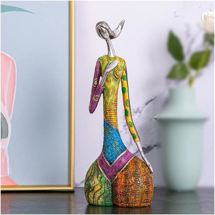 QMZDXH Art Abstrait Sculpture De Femme, Statue Decoration Interieur Design, Sculpture En Resine Multicolore, Pour Intérieur Moderne Décoration D' Intérieur Figurine Colorée Art Peint Yoga A