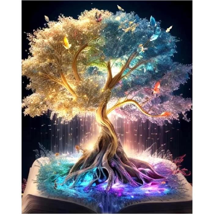 Diamond Painting Arbre de Vie 5D Broderie Diamant Personnalisé Puzzle pour Adultes Décoration Intérieur (Jaune 30 x 40 cm)