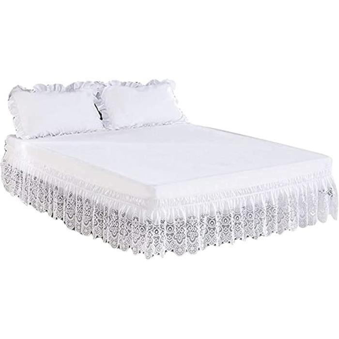 Jupe De Lit Pottery Barn Taille Queen - 100% Coton Blanc, Motif Grand Lit, Neuve