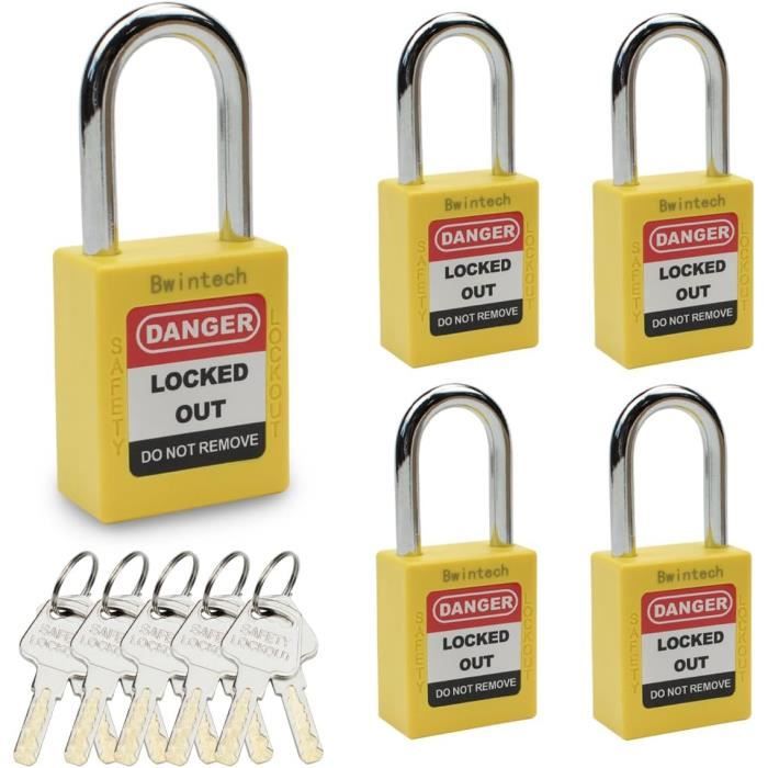 Lot De 5 Cadenas à Clé 32 Mm Étanches Corps Épais - Serrure Sécurité Robuste Pour Bagages Vélo Outils Garage - 3 Clés Par Cadenas
