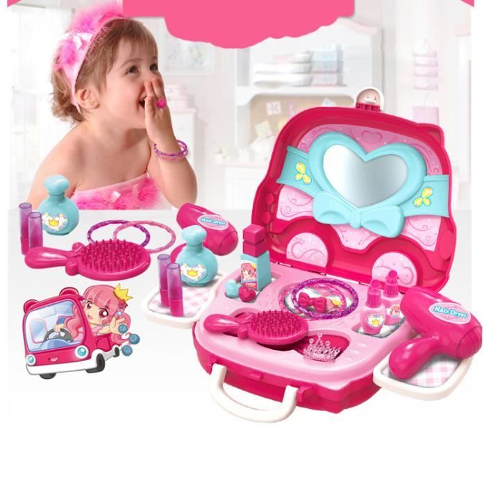Maquillage Jouets Kits De Coiffure Simulation Princesse Cosplay Outil En Plastique Playset Cosmétiques Fille Enfants Valise