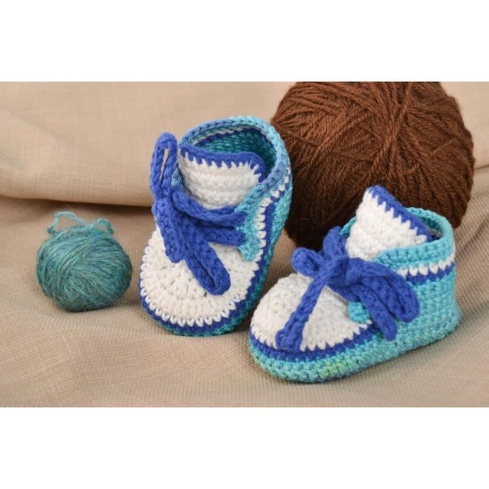 Chaussons Bebe Fait Main Tricot Au Crochet Pour Garcon Chaussures Bebe Cdiscount Pret A Porter