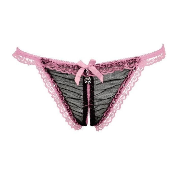 Culotte fendue string ouvert en dentelles et micro résille - Achat ...