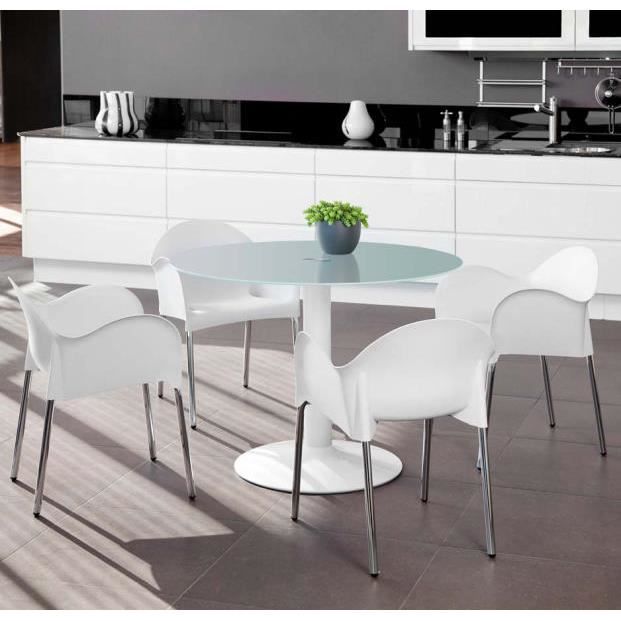 Table et 4 chaises de repas moderne blanche 'Be… - Achat ...