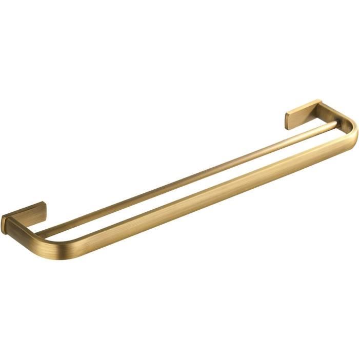 Barre Porte-Serviette Double Flybath Laiton Bronze Brossé - 57 Cm, Support Mural Salle De Bain