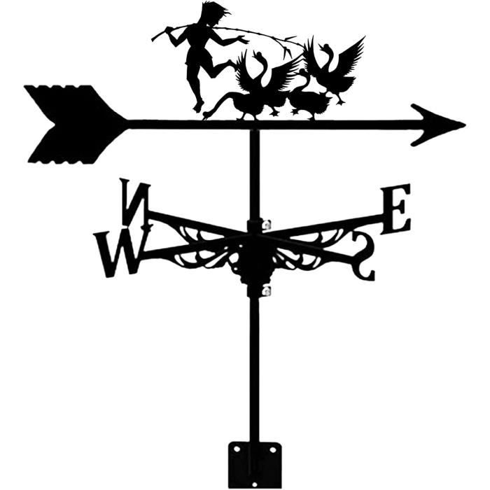 Deco De Jardin Exterieur Girouette Papillon Et Fleur SUPERDANT - Métal Noir - 35,8x26,5cm Girouette De Jardin Moderne