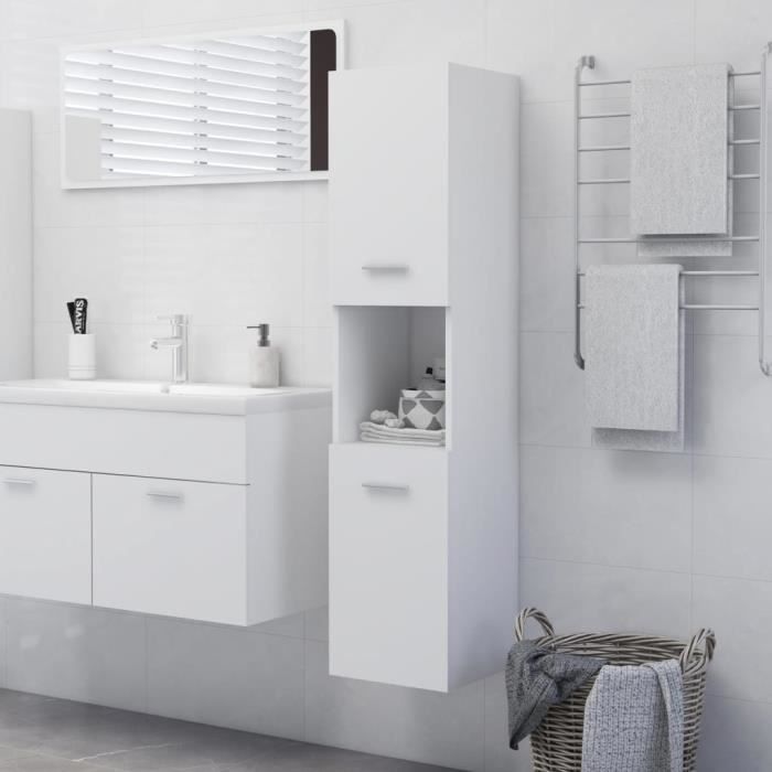 533•TOP2021•Armoire de salle de bain BEAU - Colonne salle de bain Blanc 30x30x130 cm Aggloméré FR MEUBLE DECO 30 x 30 x 130 cm