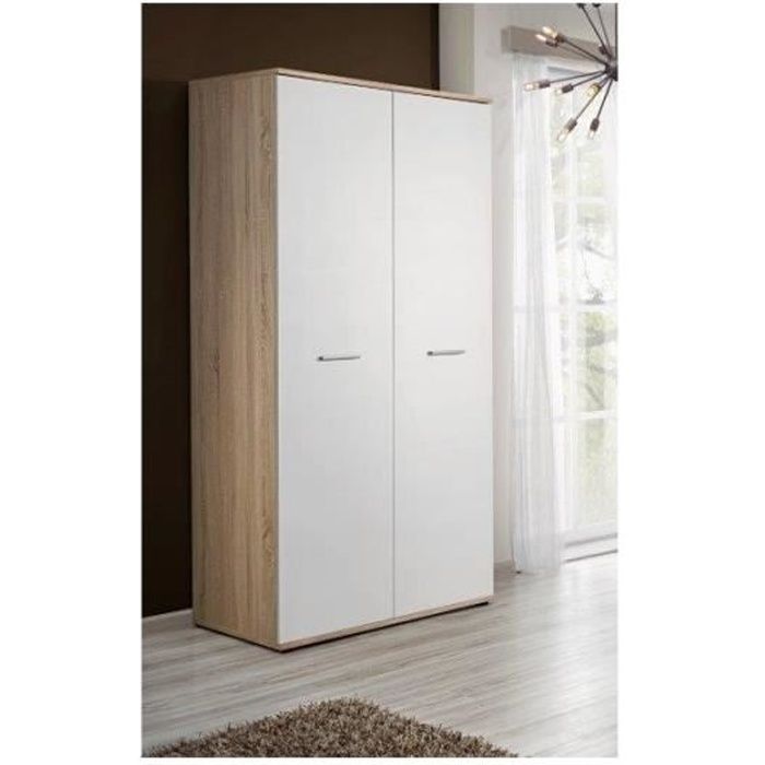 armoire-penderie - dino - 90 cm x 191 cm x 55 cm - chêne et blanc