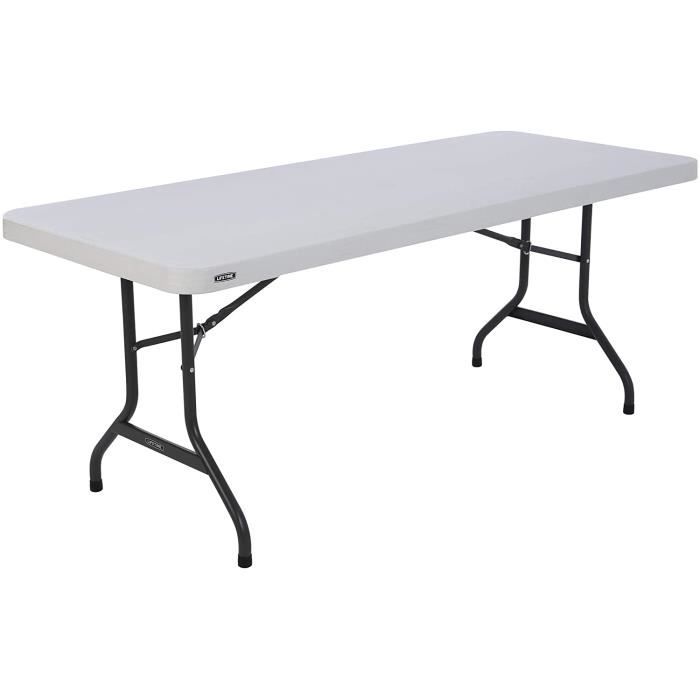 table de jardin pliante lifetime - blanc granite - 183x76x73,6cm - 6 personnes