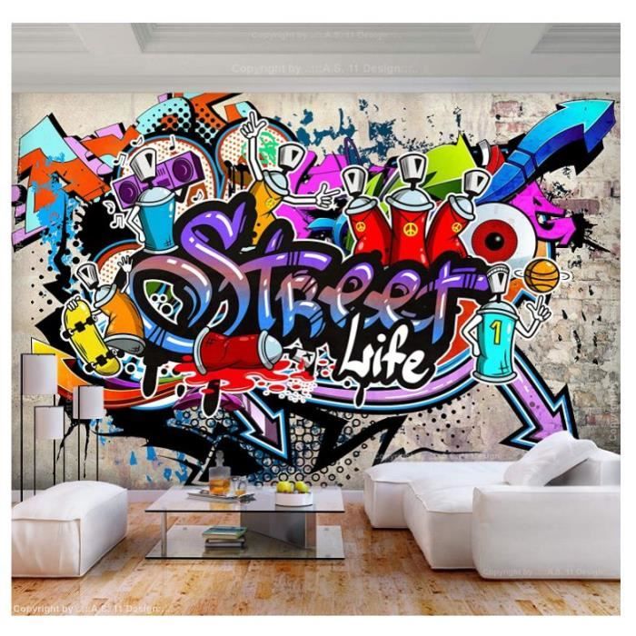 Papier peint mural Graffiti 150x105 cm Trompe l oeil
