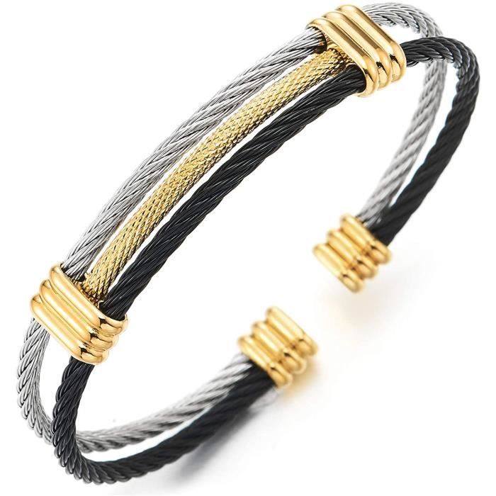 Manchette Bracelet Femme Bijoux Acier Inoxydable Vis Idée Cadeau Mode Argent Or Manchette Bracelet Femme Bijoux Acier Inoxydable Vis Idée Cadeau Mode Argent Or