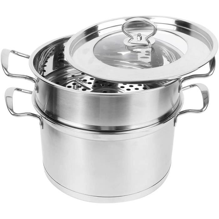 Salangae Salangae Cocotte à vapeur en acier inoxydable Set pour cuisson à vapeur à double couche plaque à induction universelle à gaz avec couvercle