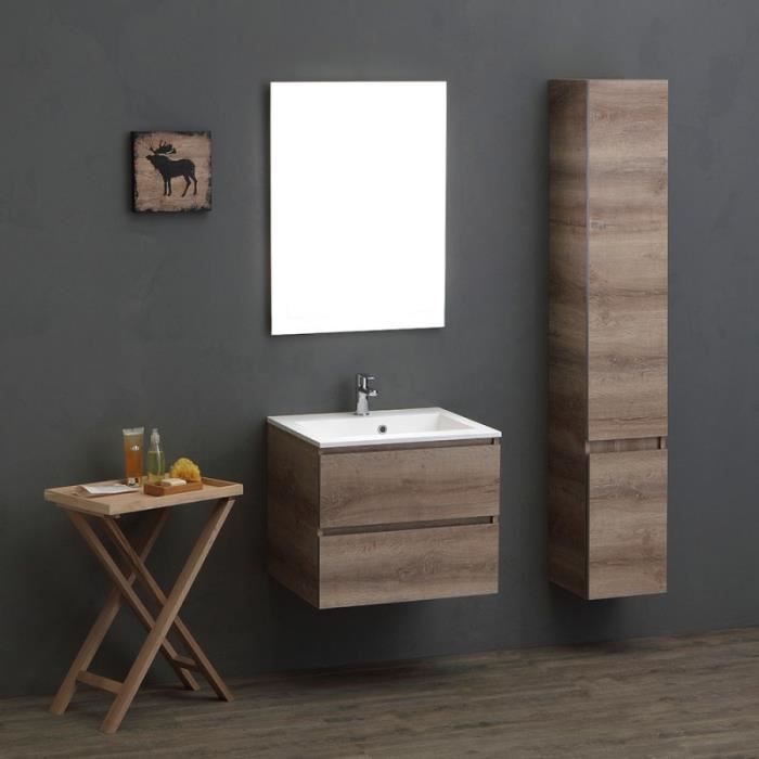 Meuble De Salle De Bains Modulable Design Moderne Chene 60 Cm Cdiscount Maison