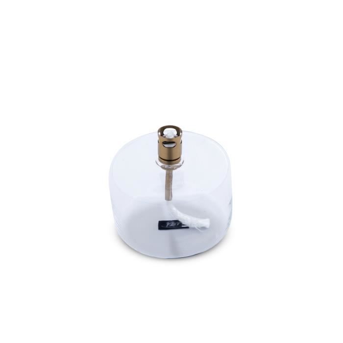 Peri GLASS - 1280 Lampe à huile Cylindre en verre PM 8 x ht7cm Support Mèche Acier Laitonné Incolore
