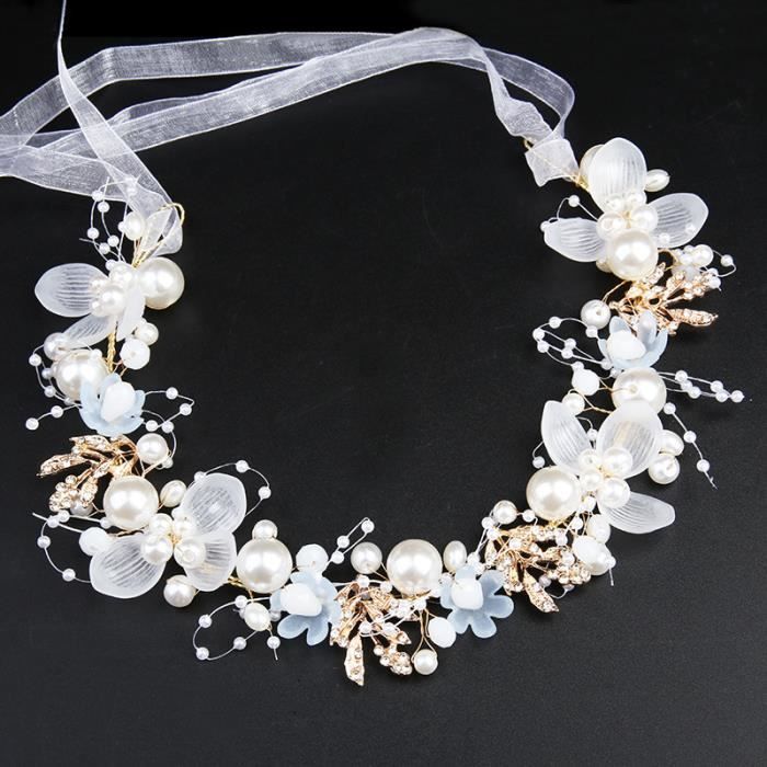 Lot De 2 Serre-têtes En Perles Métal - Couronne Fleurie Rose Blanche Et Rouge, Accessoire Cheveux Pour Fêtes