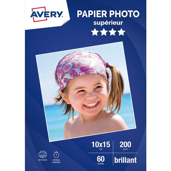 Papier Photo AVERY Brillant 60 Photos 10x15 Compatible Jet d — free download
