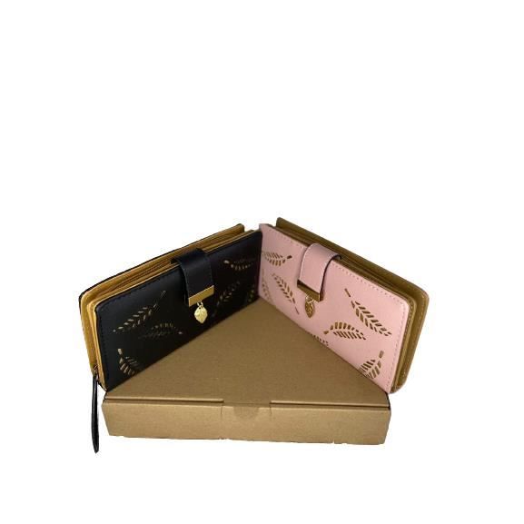 Femme Portefeuille en Cuir Femme Porte-monnaie Porte-Carte Fermeture Éclair Doux Véritable Sac