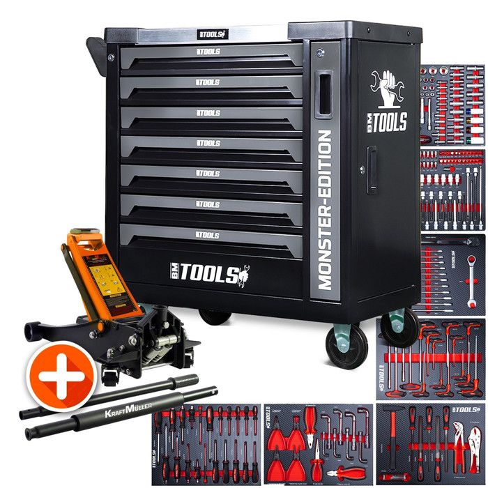 Servante d'atelier BM TOOLS 9/7 MONSTER-EDITION-GREY 7 tiroirs pleins ...