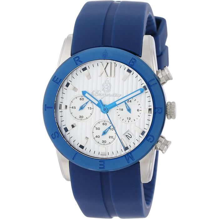 burgmeister - bm519-083 - montre femme - quartz chronographe - chronometre - bracelet silicone bleu