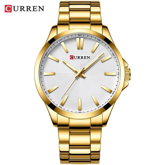 Montre Homme Basfur - Bracelet Acier Inoxydable, Cadran Rond Classique Ultra-Mince - Montre à Quartz Élégante Et Décontractée - 10