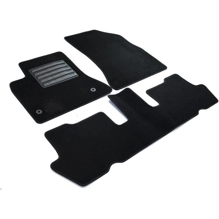 Tapis Sur Mesure Velours Pour Nissan Qashqai III (J12) Mild-Hybrid 2021 - Noir, 4 Pièces, Fixation Boutons, Italie