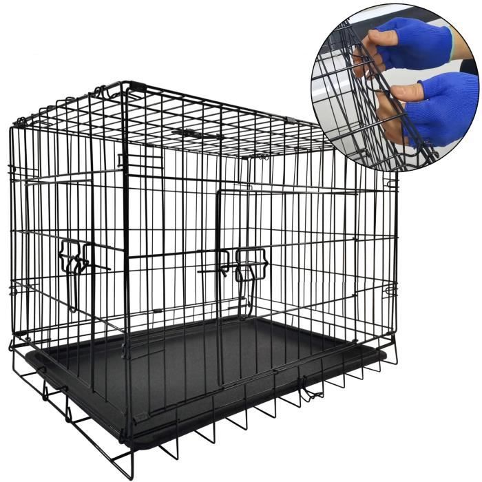 Comparer les prix de Cage de transport pliable pour chien de en métal avec 2 portes avec plateau de fond et poignée de transport pour chien 30"