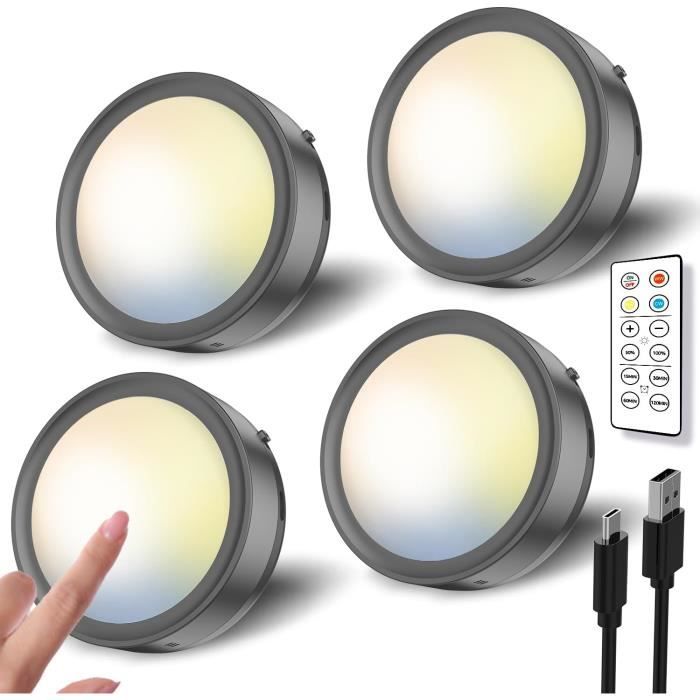 Eclairage Vitrine LED Sans Fil, Noir Batterie de 1600mAh Spot LED  Rechargeable USB avec Télécommande Lampe Placard Aimantée Tactile Lampe  Armoire Pile Autocollant Lumiere Cuisine Sous Meuble Adhesive : :  Luminaires et