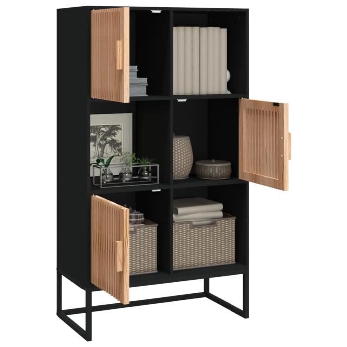 Buffet haut - FYDUN - A352137 - Noir - Bois dingénierie - 3 portes - Style scandinave
