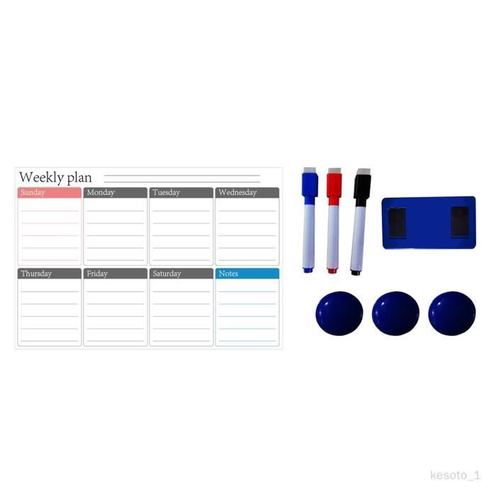 Planificateur Hebdomadaire Magnétique XTDMJ Pour Frigo - Acrylique Transparent, 6 Marqueurs Effaçables