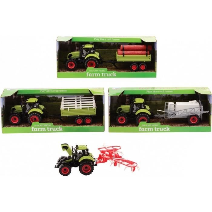 Jouet Tracteur avec remorque - GUIZMAX - 30 cm - Enfant Fille - M?�tal et plastique - Multicolore 