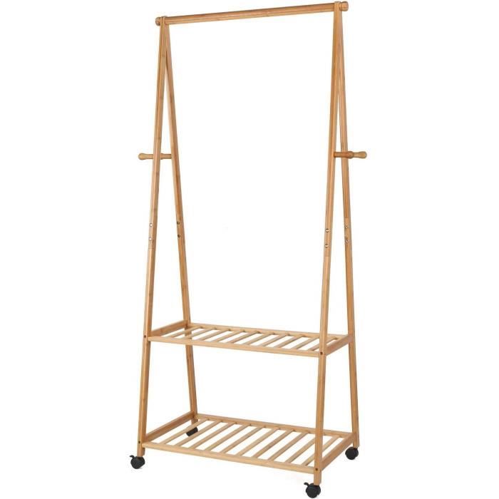 Portant à Vêtements Avec Étagère Et Crochets Latéraux 160x86x40cm - Rangement Robuste
